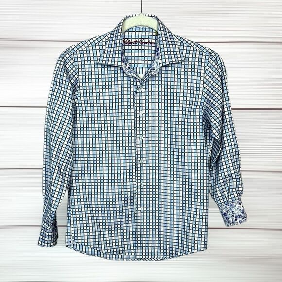 ROBERT GRAHAM Boy’s Button Up Shirt
Cotton Plaid Contrast Floral Cuffs M (10-12) - Picture 3 of 10